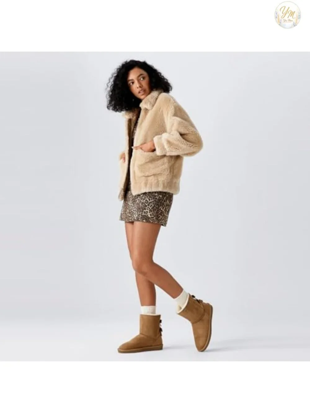 Women's Mid Calf Faux Suede Snow Boots Slip-On Faux Fur Lining Winter